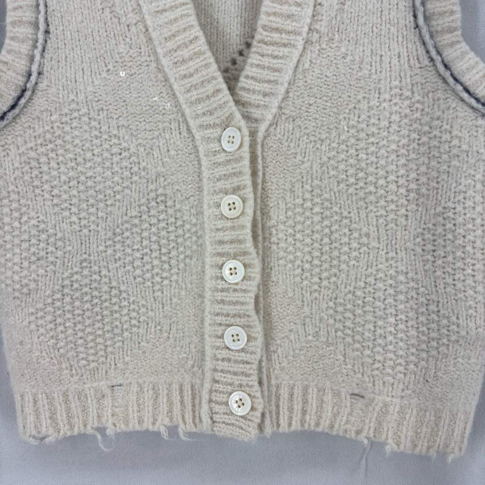 Zadig & Voltaire Karry Sleeveless Sequin Knit Cardigan Sweater XS small cream - Picture 7 of 12